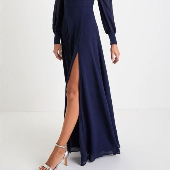 Lulus Feel the Romance Navy Blue Off-the-Shoulder Maxi Dress Size 3X NEW - Picture 6 of 12